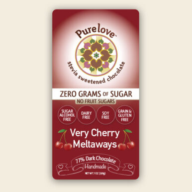 Verry Cherry stevia chocolate label