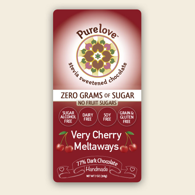 Verry Cherry stevia chocolate label