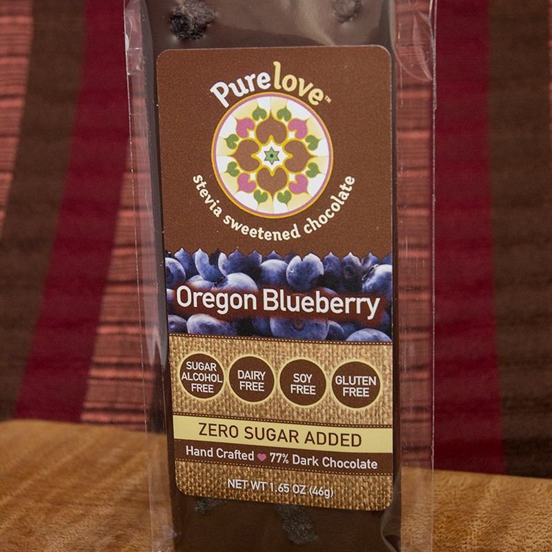 Oregon Blueberry - Stevia Sweetened Chocolate Bar, Vegan, Organic, Zero Sugar