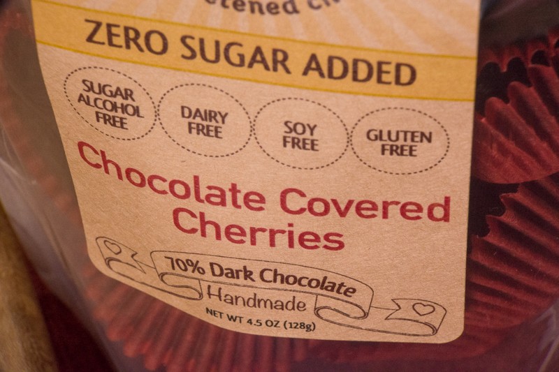 Chocolate Covered Cherries packaging closeup
